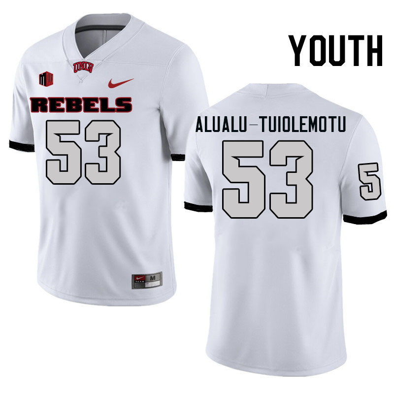 Youth #53 Blesyng Alualu-Tuiolemotu UNLV Rebels College Football Jerseys Stitched-White